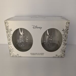Disney Stemless Glasses Set Of 2. Little Mermaid And Ursula